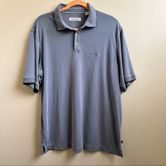 Tommy Bahama Other - Tommy Bahama Polo Shirt Knit Short Sleeve Blue Grid Print Golf shirt L